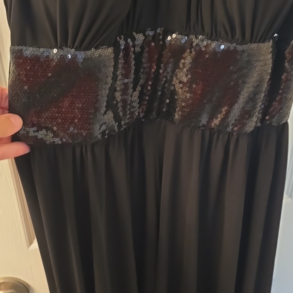 R&M Richards Black Maxi Dress with Sequin Detail And Built In Bra Size 6 (#9) - Picture 2 of 8